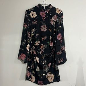 Zara Floral Black Mini Dress